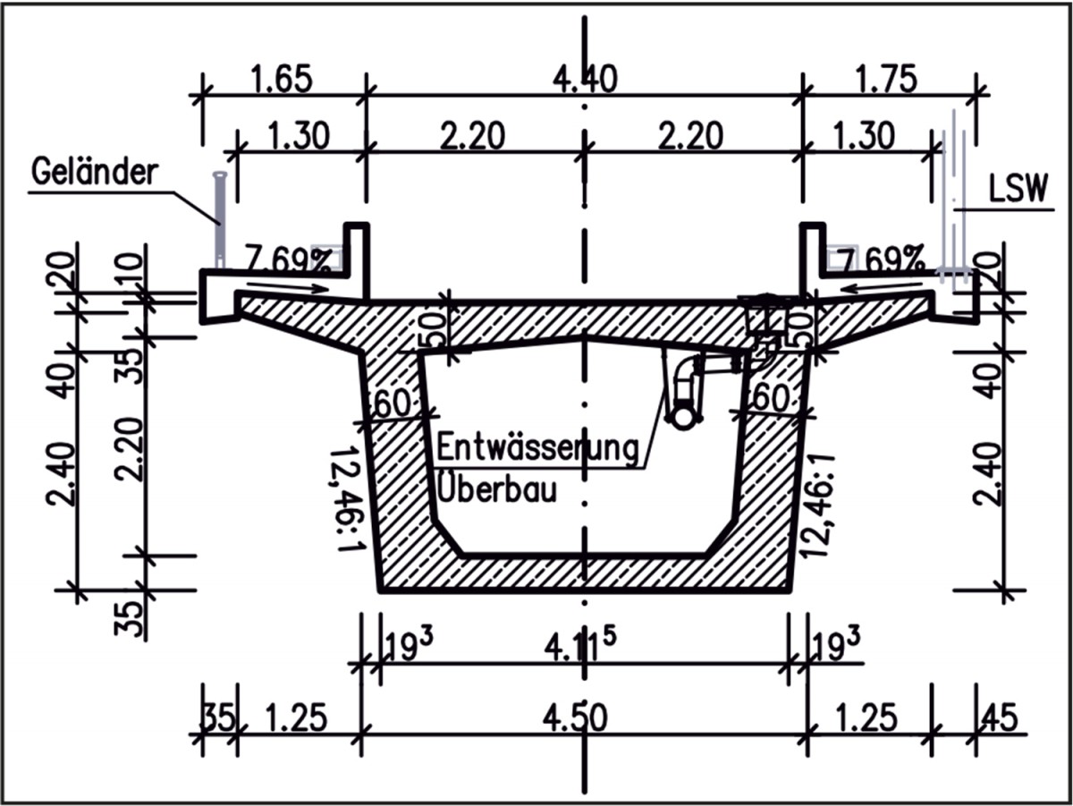 Regnitztalbrücke Regelquerschnitt