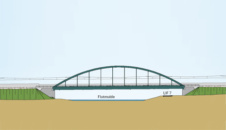 Plan view Flutmulden Bridge at Wiesen